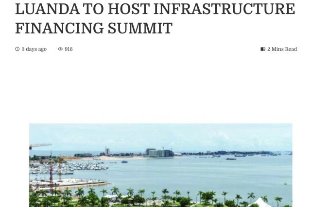 Oberver24: Luanda to host infrastructure financing summit